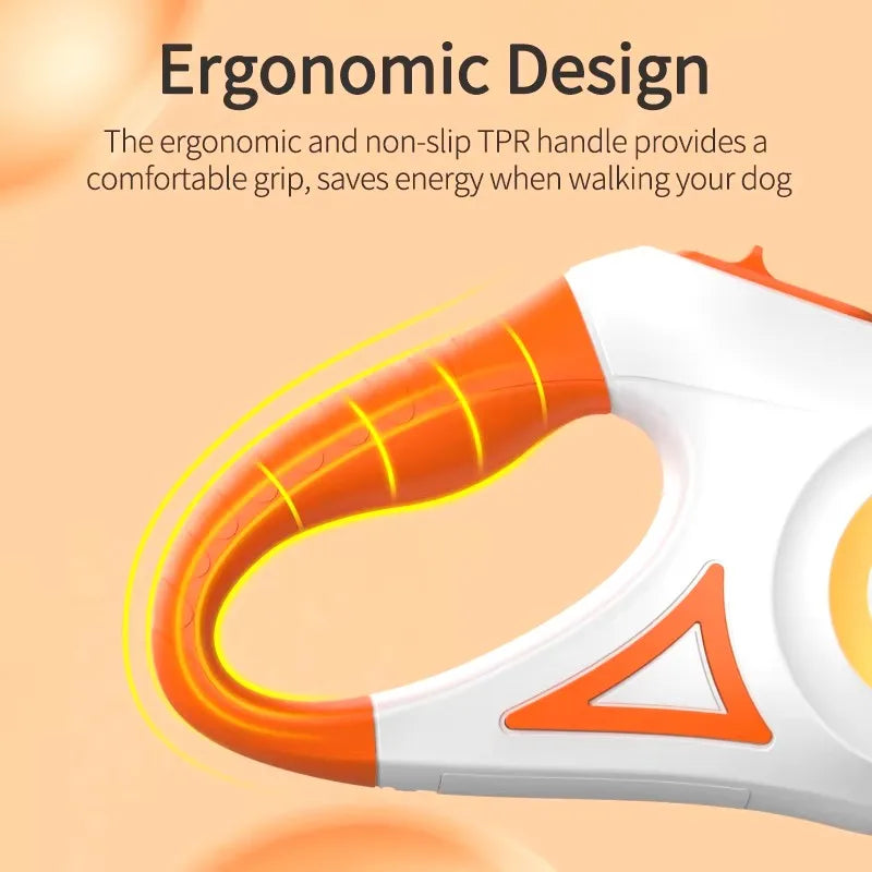 5M Automatic Retractable Dog Leash with Led Flashlight, Durable Nylon Lead for Pet Dogs , Adjustable Walking Running Rope