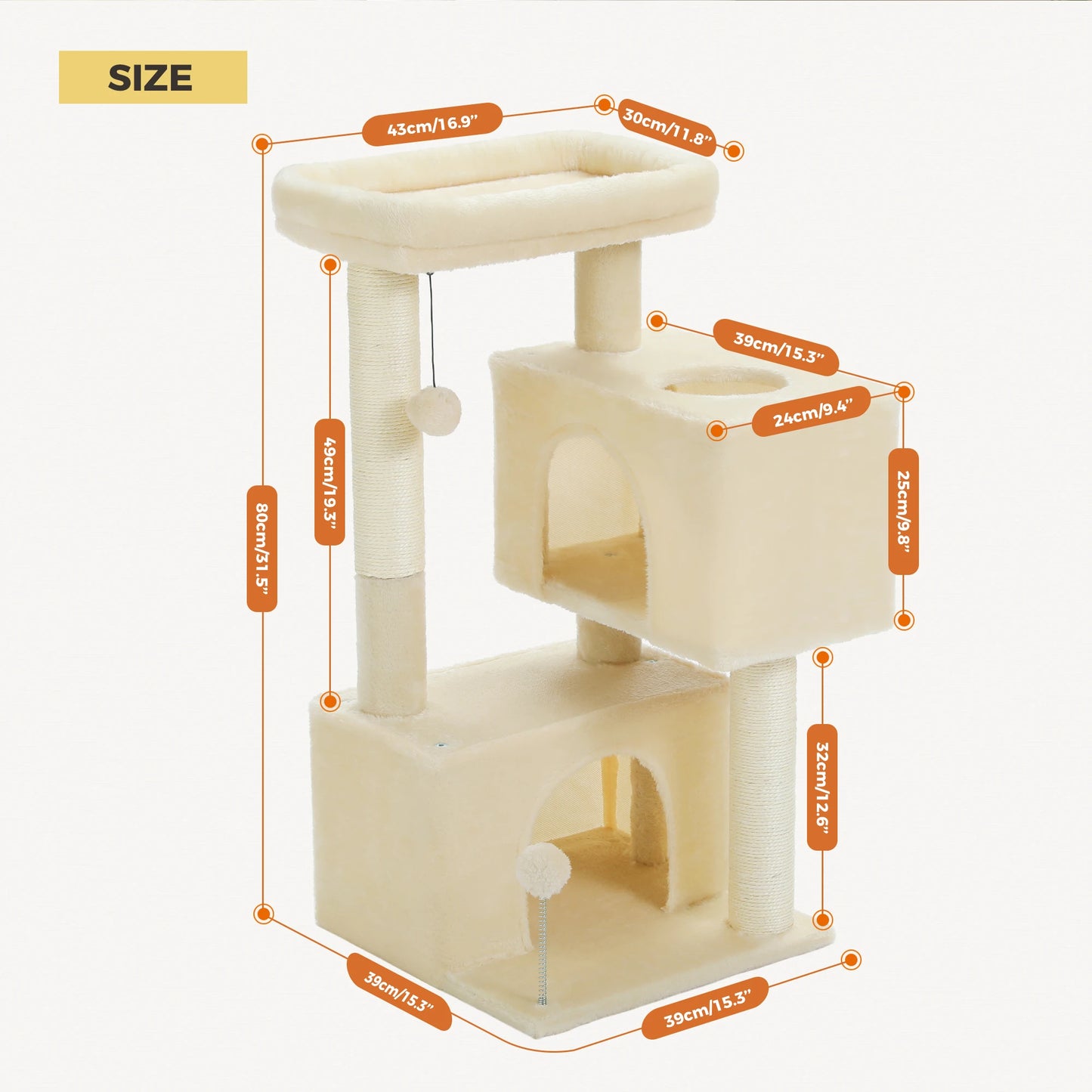 Large Cat Tree for Indoor Cats , Multi-Level Cat Tower with Spacious Condos , Sisal Scratching Pad, Kitten House, Accessories Cat Toys