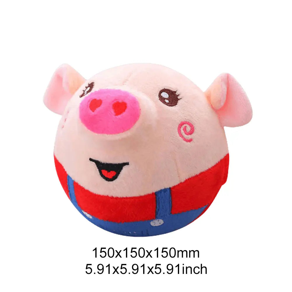 Cartoon Animal Active Moving Pet Plush Toy, USB Rechargeable Interactive Dog Toys, Pet Bouncing Balls for Dogs Cats