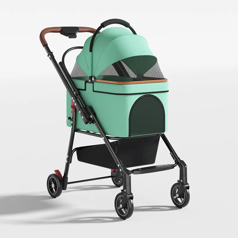 2 in 1 Foldable Pet Travel Carrier for Small/Medium Dogs Cats up to 50lbs, Detachable Portable Pet Bag stroller pet ,【One-Pull Open】