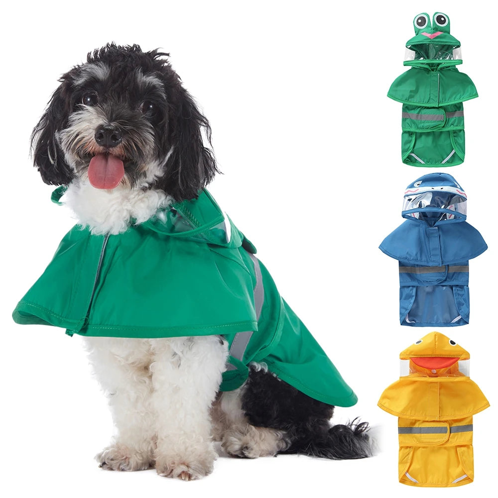 Fashionable Reflective Pet Dog Raincoat, Cute Animal Raincoat Pet Hooded Waterproof Jacket, Clothes Dog Clothes for Big Dogs