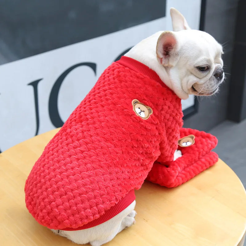 Winter Pet Dog Clothes,  Bear Print Dog Hoodie,  Soft Warm Puppy Sweatshirt , Chihuahua, French Bulldog, Coat Jacket Fashion, Dog Costume