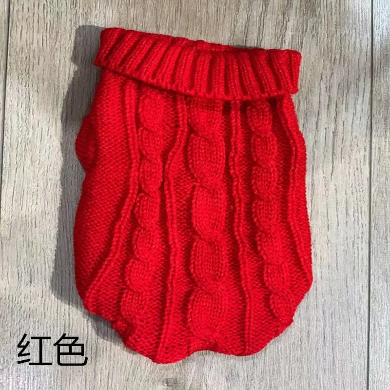 Pure Color Small Medium Pet Dog Sweaters Winter Pet Clothes Warm Sweater Coat Outfit for Cats Clothes Woolly Soft Dog