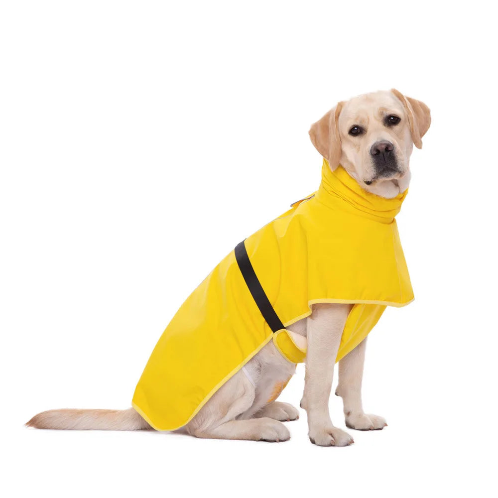 Reflective Dog Raincoat with Adjust Hood, Pet Poncho Body Coverage ,Turtleneck Waterproof Dog Rain Jacket for Medium Large Dogs