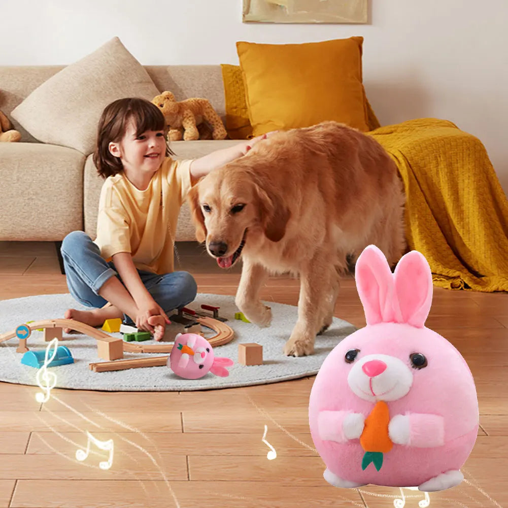 Cartoon Animal Active Moving Pet Plush Toy, USB Rechargeable Interactive Dog Toys, Pet Bouncing Balls for Dogs Cats