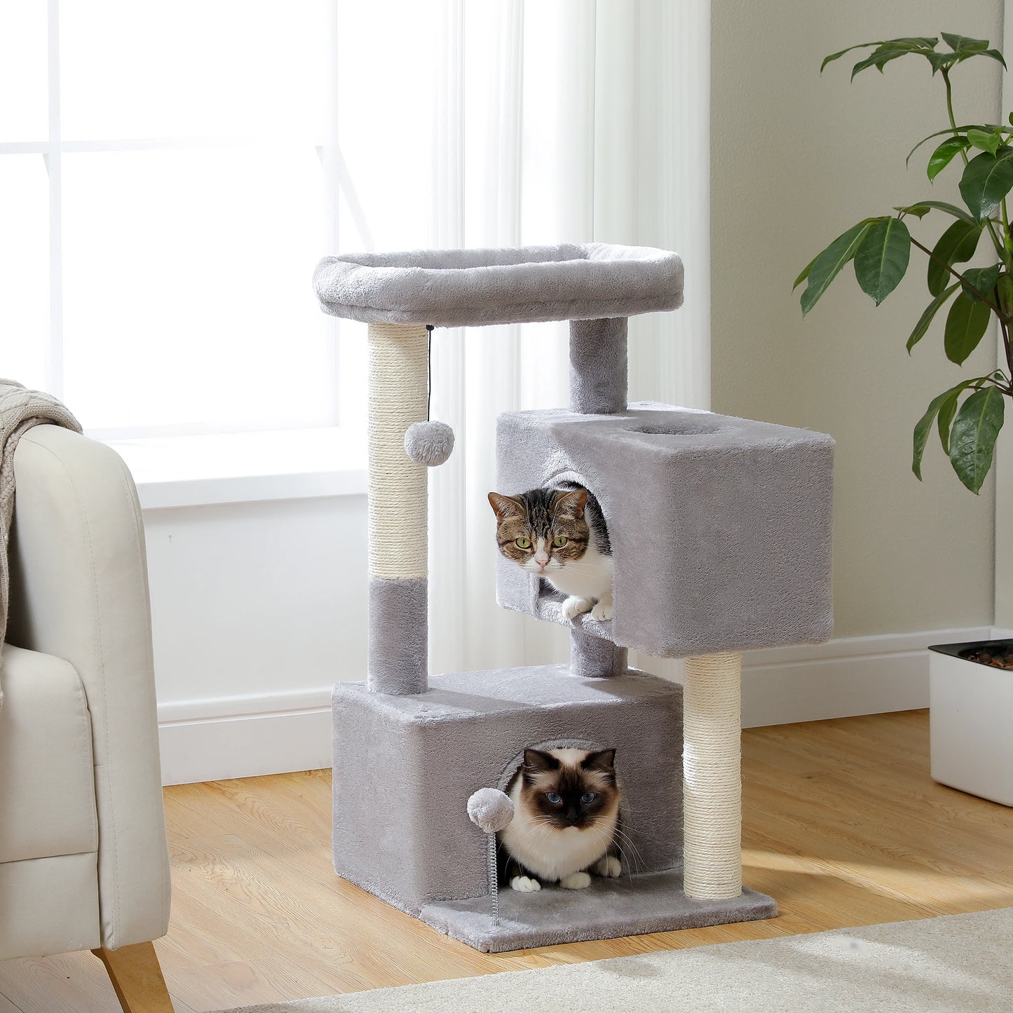 Small Cat Tree, Cat Tower with Natural Sisal Scratching Post, Spacious Top Perch, Private Cat Condo, Perfect for Indoor Cats,,Cat Toy