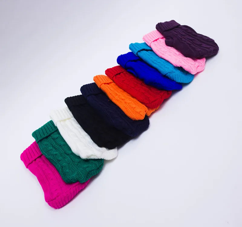 Pure Color Small Medium Pet Dog Sweaters Winter Pet Clothes Warm Sweater Coat Outfit for Cats Clothes Woolly Soft Dog