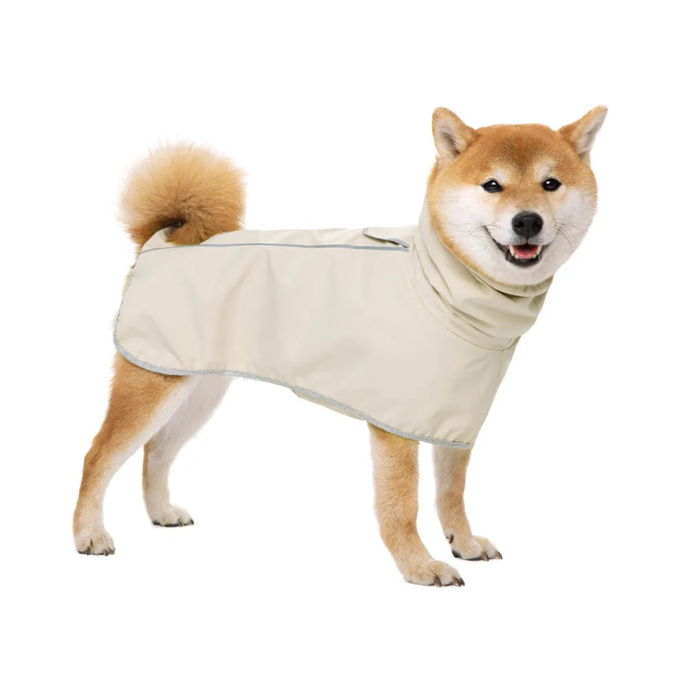 Reflective Dog Raincoat with Adjust Hood, Pet Poncho Body Coverage ,Turtleneck Waterproof Dog Rain Jacket for Medium Large Dogs