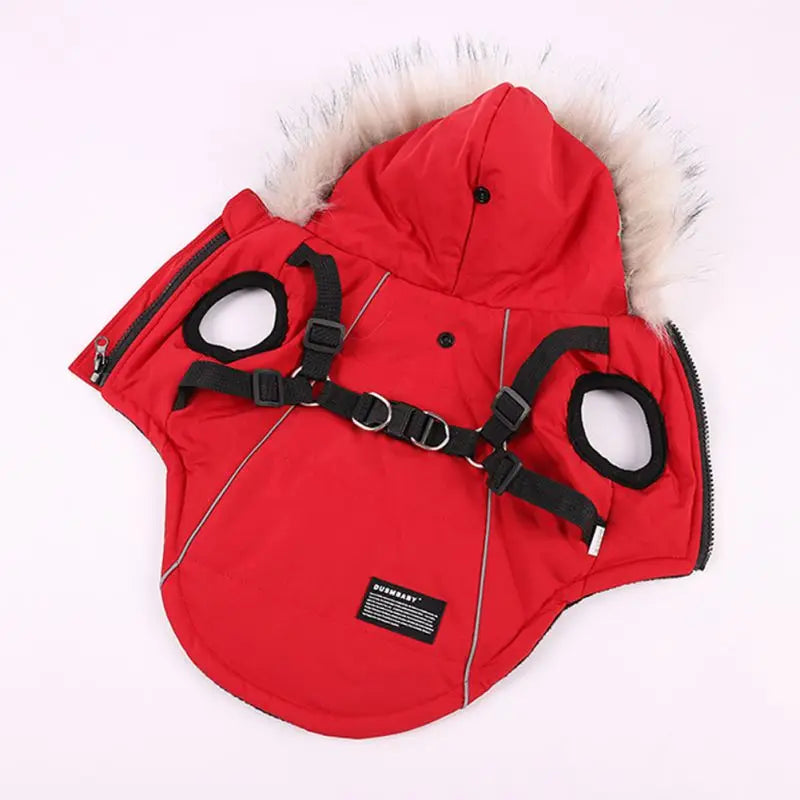Winter Pet Dog Jacket With Harness, Warm Dog Clothes Waterproof Hooded Coat for Small Medium Dogs Chihuahua French Bulldog Outfit