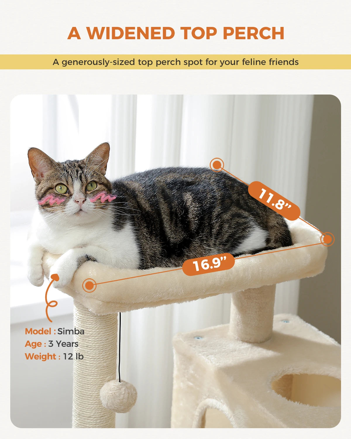 Small Cat Tree, Cat Tower with Natural Sisal Scratching Post, Spacious Top Perch, Private Cat Condo, Perfect for Indoor Cats,,Cat Toy